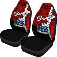 Samoa Polynesian Car Seat Covers - Tribal Wave Tattoo Flag Color - Polynesian Pride