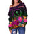 Chuuk Women's Off Shoulder Sweater - Summer Hibiscus - Polynesian Pride