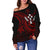 Kosrae Women's Off Shoulder Sweater - Red Turtle - Polynesian Pride