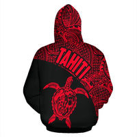 Tahiti Zip up Hoodie Tahiti Turtle Mermaid Polynesian Tattoo Red Black Version - Polynesian Pride
