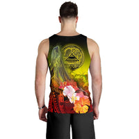 American Samoa Polynesian Men's Tank Top - Humpback Whale with Tropical Flowers - Polynesian Pride
