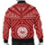 Tahiti Men's Bomber Jacket - Tahiti Seal In Polynesian Tattoo Style (Red) - Polynesian Pride