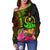 Vanuatu Polynesian Personalised Women's Off Shoulder Sweater - Hibiscus and Banana Leaves - Polynesian Pride