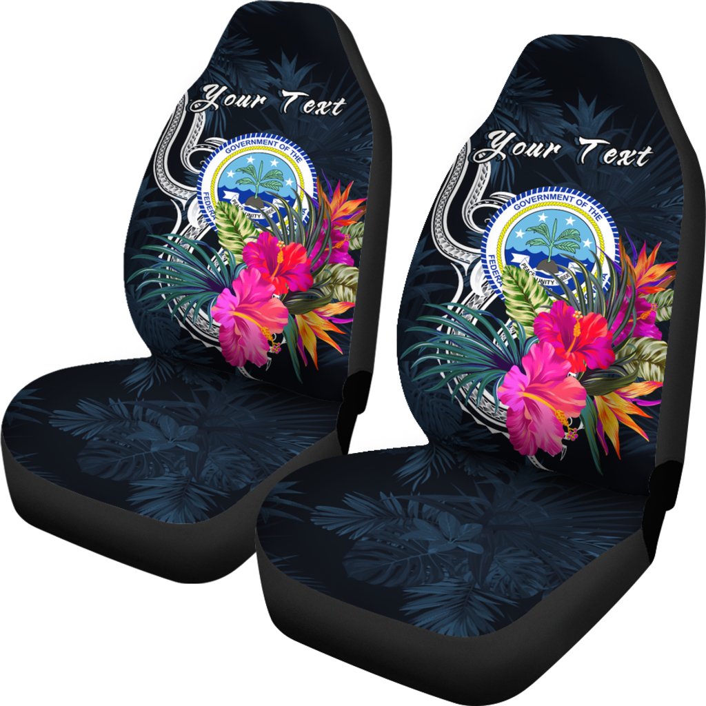Federated States of Micronesia Custom Personalised Car Seat Covers - Tropical Flower - Polynesian Pride