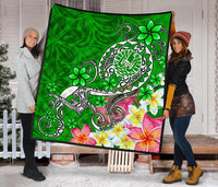 Tahiti Premium Quilt - Turtle Plumeria (Green) - Polynesian Pride