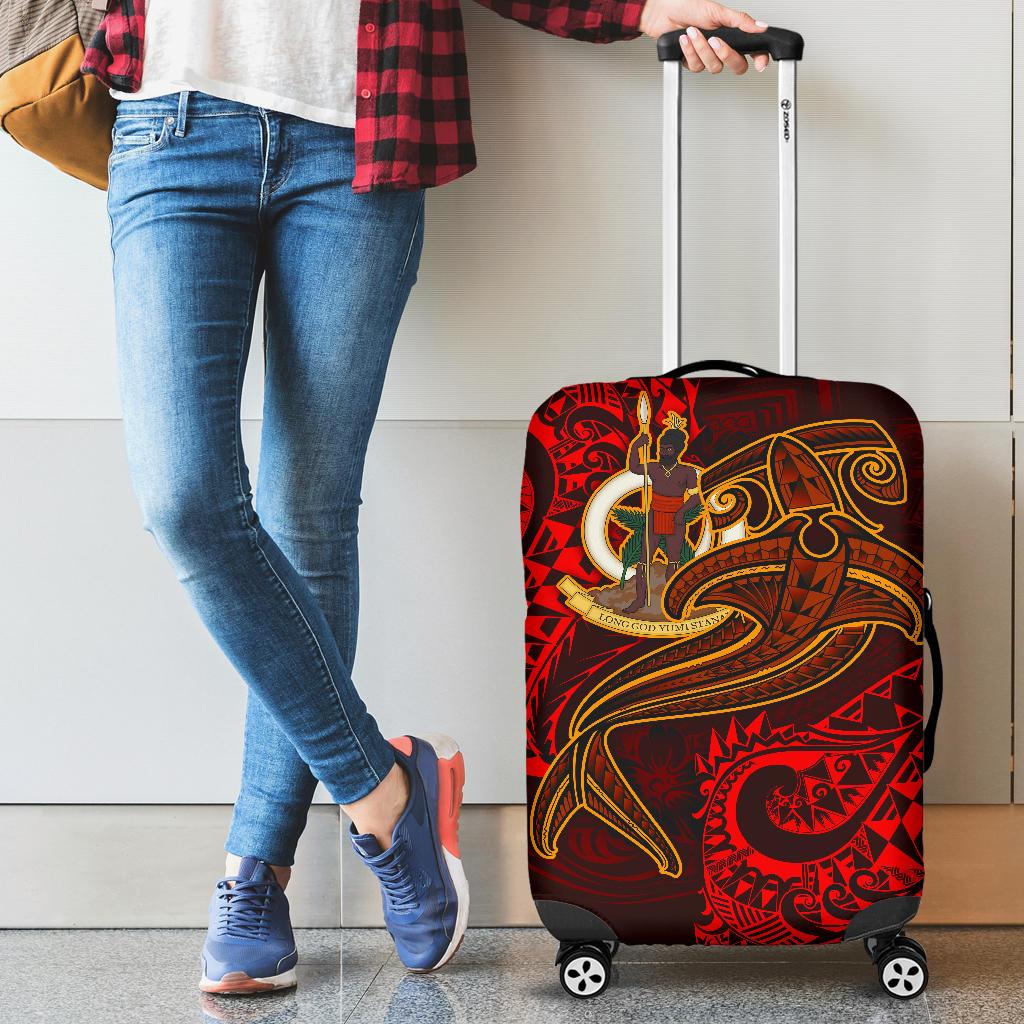 Vanuatu Polynesian Luggage Covers - Red Shark Polynesian Tattoo Red - Polynesian Pride