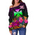 Wallis and Futuna Women's Off Shoulder Sweater - Summer Hibiscus - Polynesian Pride