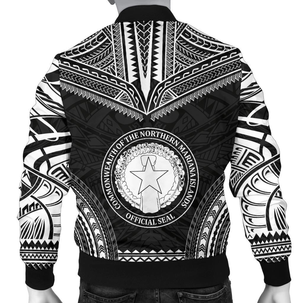 Northern Mariana Islands Polynesian Chief Men's Bomber Jacket - Black Version - Polynesian Pride