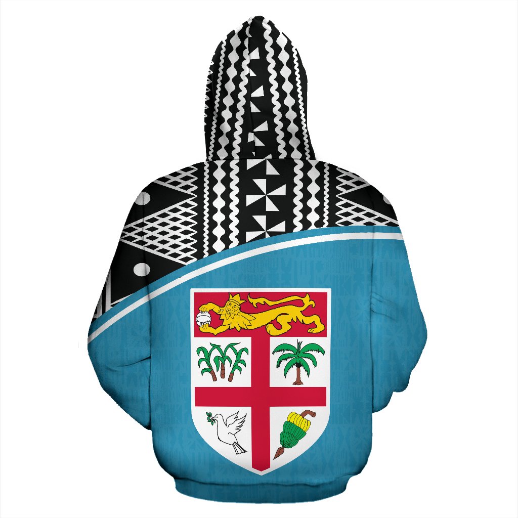 Fiji Polynesian Hoodie Blue Curve - Polynesian Pride