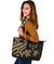 Kosrae Micronesian Large Leather Tote Bag - Gold Tentacle Turtle - Polynesian Pride