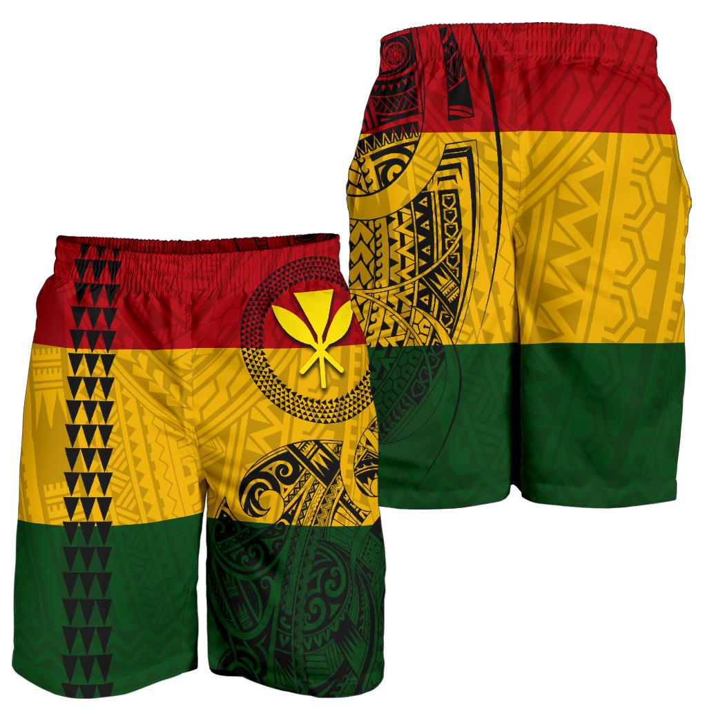 Hawaii Kanaka Flag Polynesian Men's Shorts Red - Polynesian Pride