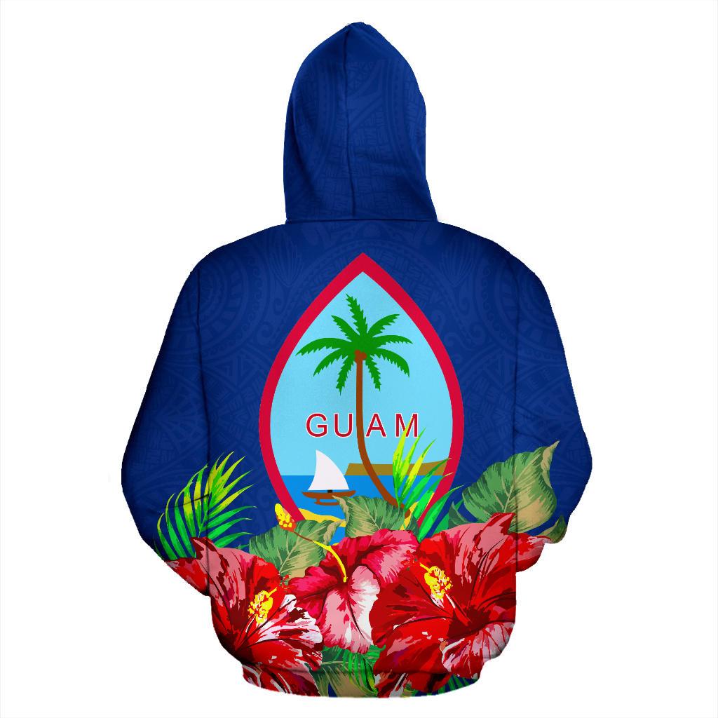 Guam Polynesian Zip Hoodie Flag Hibiscus - Polynesian Pride