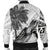 Hawaii Men Bomber Jacker - Turtle Palm Tree White - Polynesian Pride