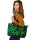 Polynesian Hawaii Large Leather Tote Bag - Green Tentacle Turtle - Polynesian Pride