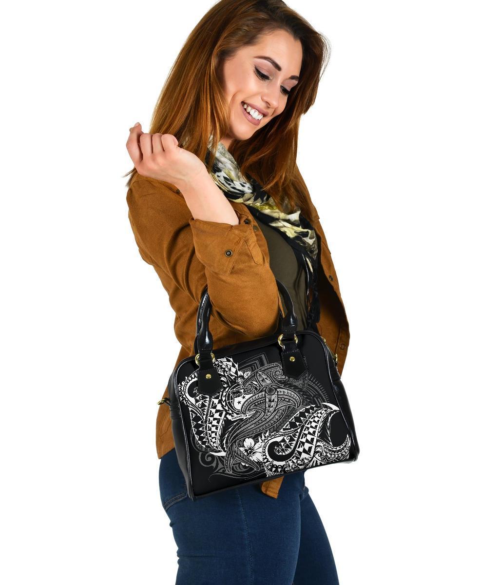 Samoa Shoulder Handbag - White Shark Polynesian Tattoo One Size White - Polynesian Pride