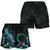 Cook Islands Polynesian Women's Shorts - Turtle With Blooming Hibiscus Turquoise - Polynesian Pride