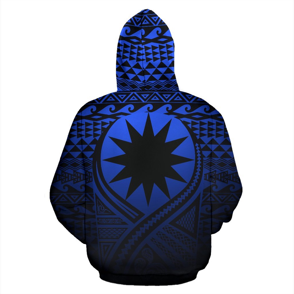 Nauru All Over Zip up Hoodie Lift up Blue - Polynesian Pride