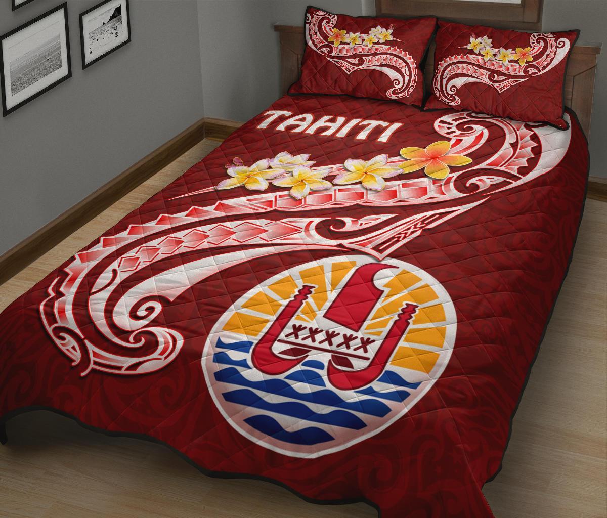 Tahiti Quilt Bed Set - Tahiti Seal Polynesian Patterns Plumeria - Polynesian Pride