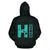 Polynesian Kakau Kanaka Map of Hawaii Zip Hoodie Turquoise - Polynesian Pride