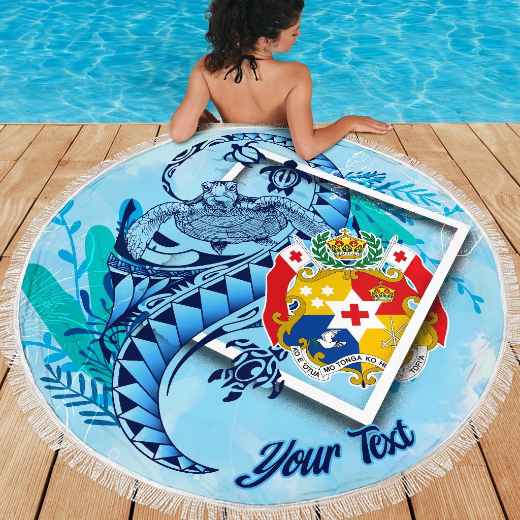 Tonga Beach Blanket - Custom Personalised Turtle Under The Sea Style - Polynesian Pride