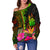 New Caledonia Polynesian Women's Off Shoulder Sweater - Hibiscus and Banana Leaves - Polynesian Pride