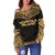 Norfolk Island Polynesian Chief Women's Off Shoulder Sweater - Gold Version - Polynesian Pride