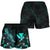 Hawaii Polynesian Women's Shorts - Turtle With Blooming Hibiscus Turquoise - Polynesian Pride