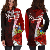 Solomon Islands Polynesian Hoodie Dress - Coat Of Arm With Hibiscus - Polynesian Pride