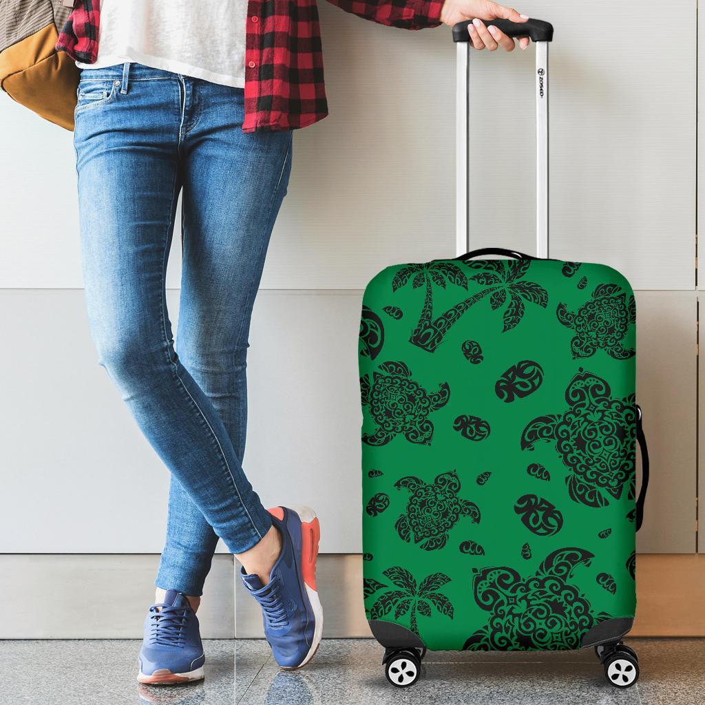 Polynesian Turtle Palm And Sea Pebbles Green Luggage Covers Green - Polynesian Pride