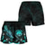 Federated States of Micronesia Polynesian Women's Shorts - Turtle With Blooming Hibiscus Turquoise - Polynesian Pride