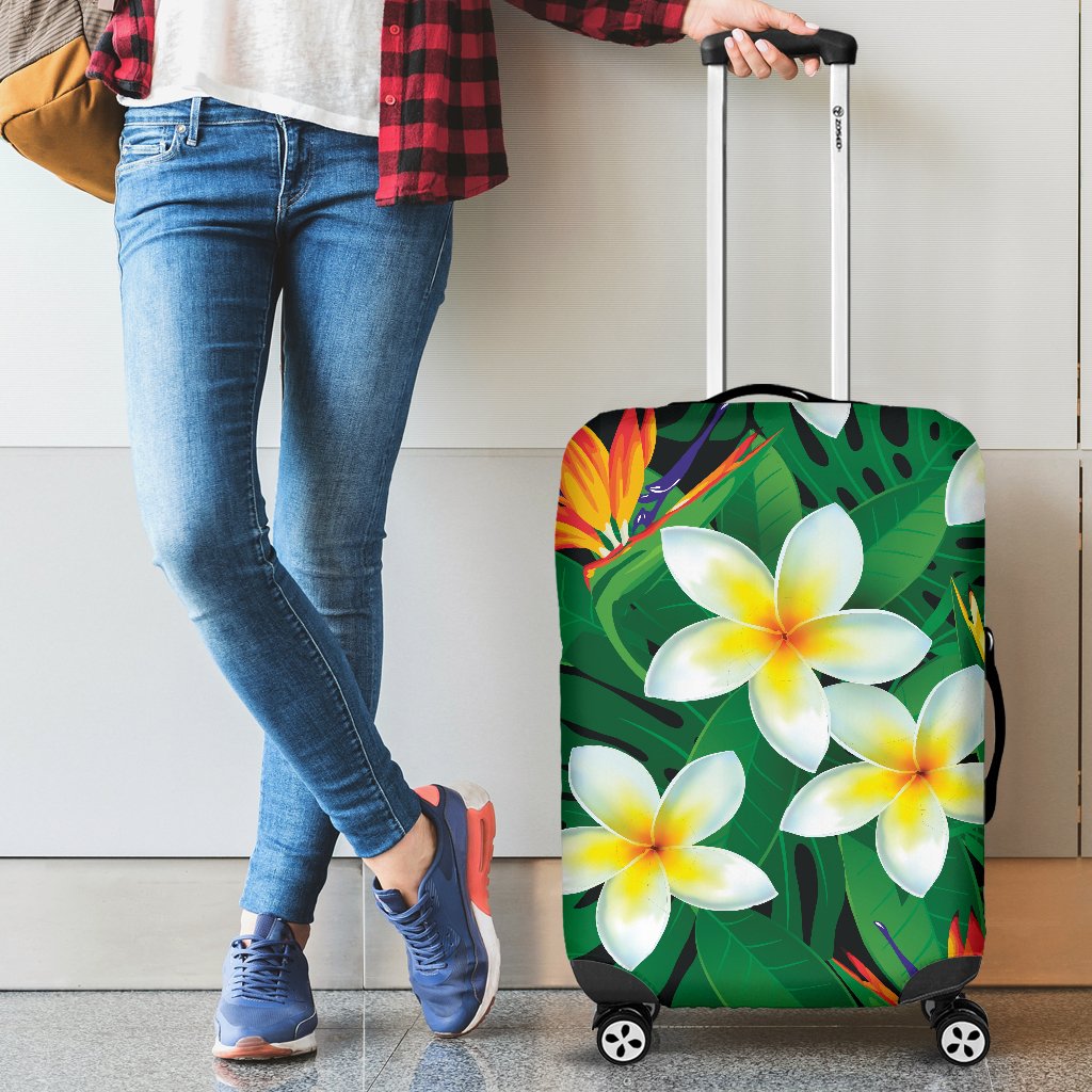 Plumeria Luggage Cover 01 Black - Polynesian Pride