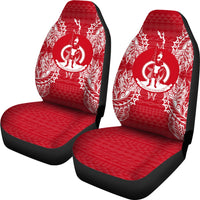 Vanuatu Car Seat Cover - Vanuatu Coat Of Arms Map Red White - Polynesian Pride