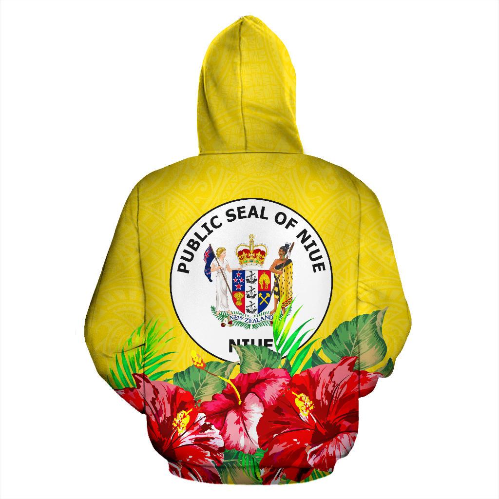 Niue Polynesian Hoodie Flag Hibiscus - Polynesian Pride