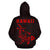 Polynesian Kakau Hammerhead Shark Map of Hawaii Zip Hoodie Red - Polynesian Pride