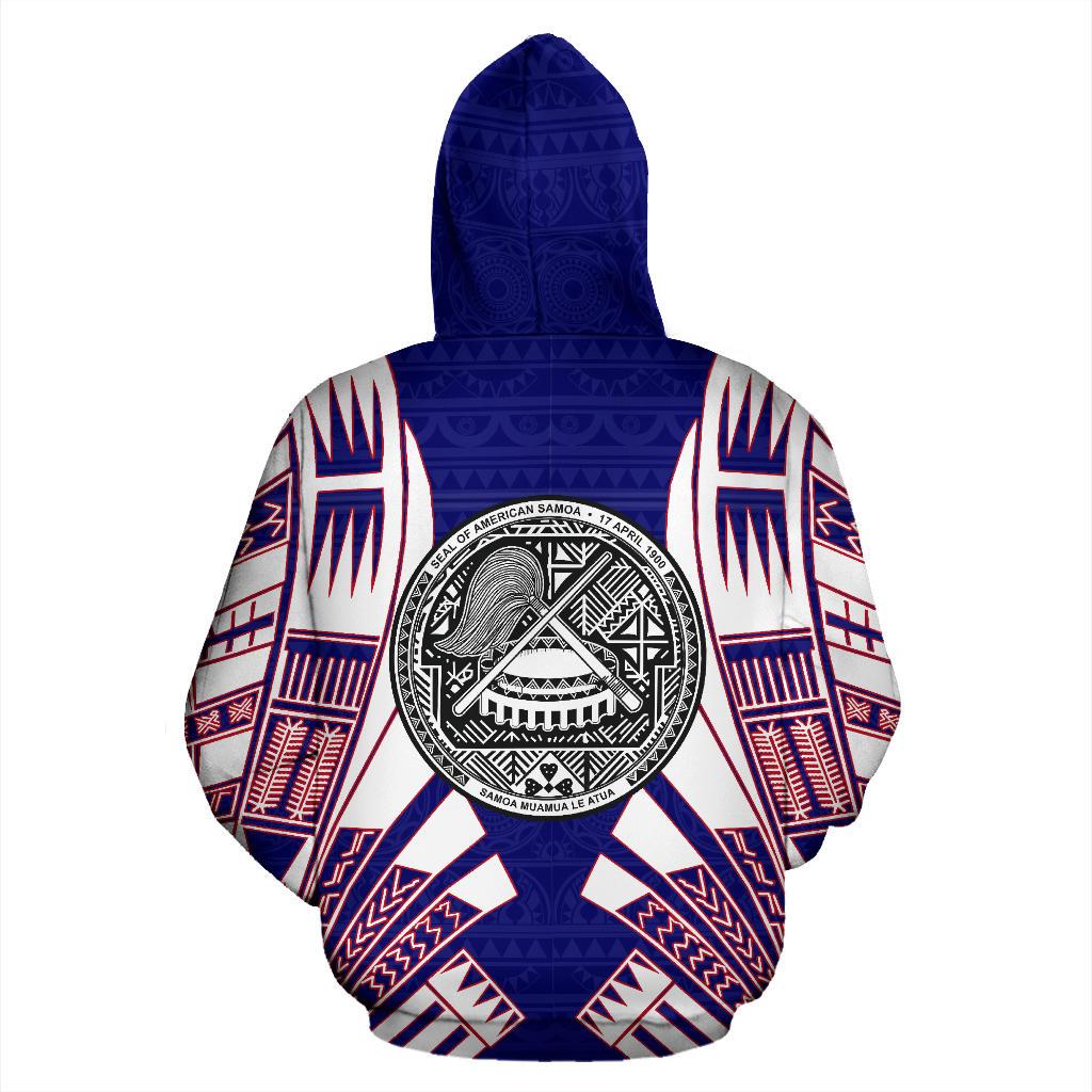 American Samoa All Over Custom Zip up Hoodie Flag Tattoo Style - Polynesian Pride