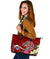 Tahiti Large Leather Tote Bags - Turtle Plumeria (Red) - Polynesian Pride