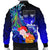 Fiji Custom Personalised Men's Bomber Jacket - Humpback Whale with Tropical Flowers (Blue) - Polynesian Pride