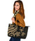 Fiji Polynesian Large Leather Tote Bag - Gold Tentacle Turtle - Polynesian Pride