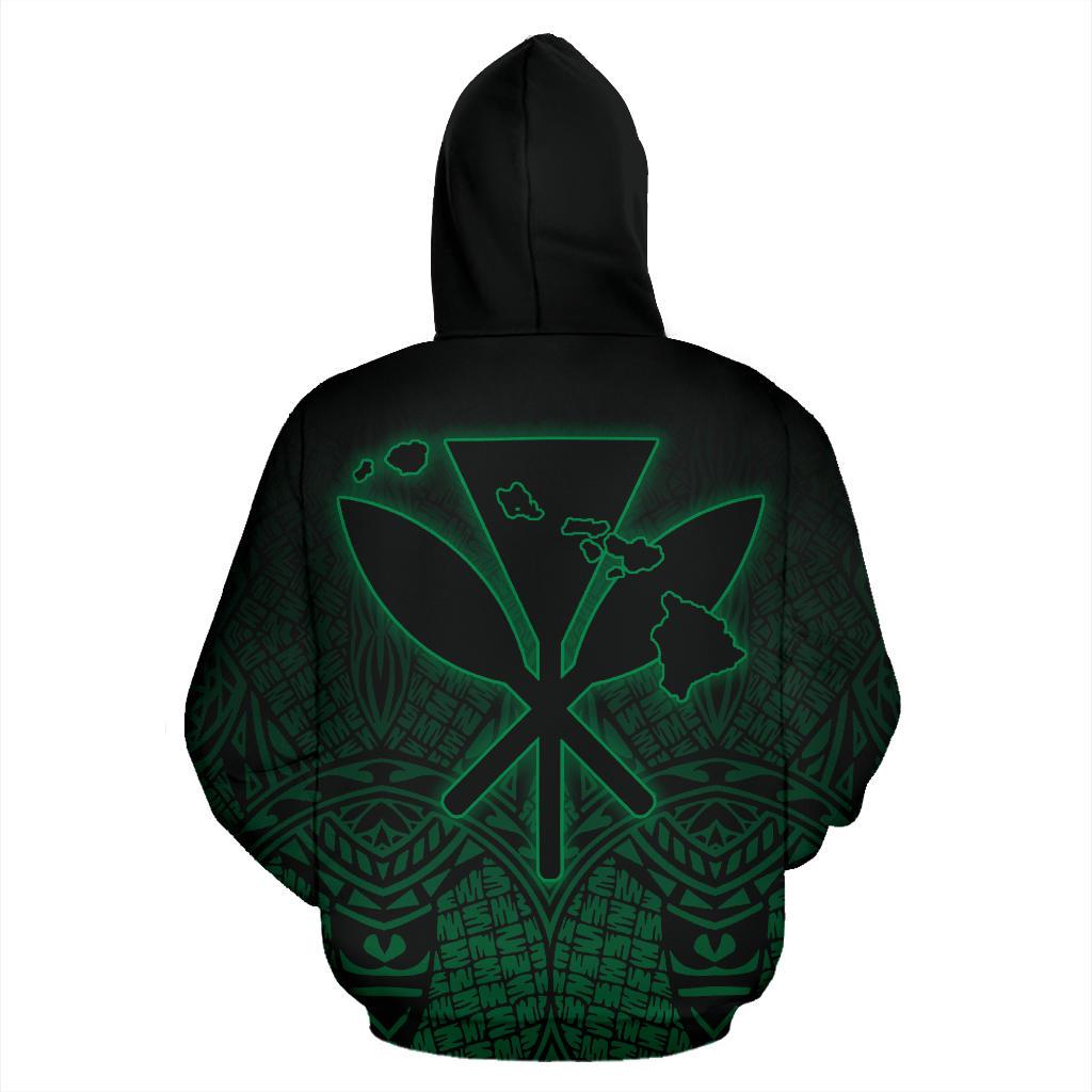 Hawaii Kanaka Polynesian Hoodie Green Neon Style - Polynesian Pride