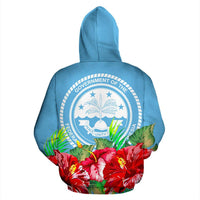 Federated States of Micronesia Zip Hoodie Flag Hibiscus - Polynesian Pride