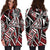 American Women's Hoodie Dress - Tribal Flowers Special Pattern Red Color Red - Polynesian Pride