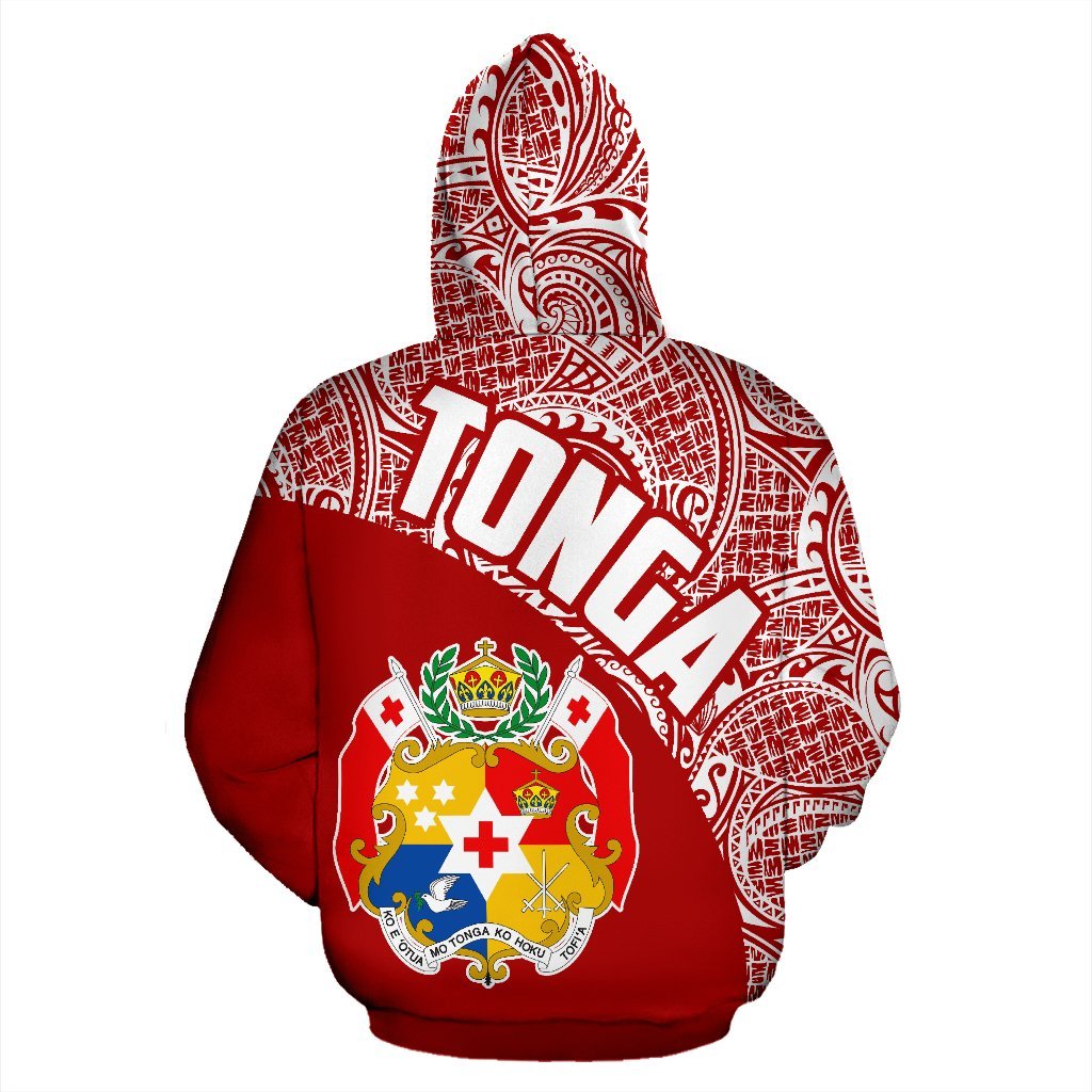 Tonga Hoodie Tonga Coat of Arms Polynesian Tattoo Red White - Polynesian Pride