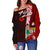 Fiji Polynesian Women's Off Shoulder Sweater - Coat Of Arm With Hibiscus - Polynesian Pride