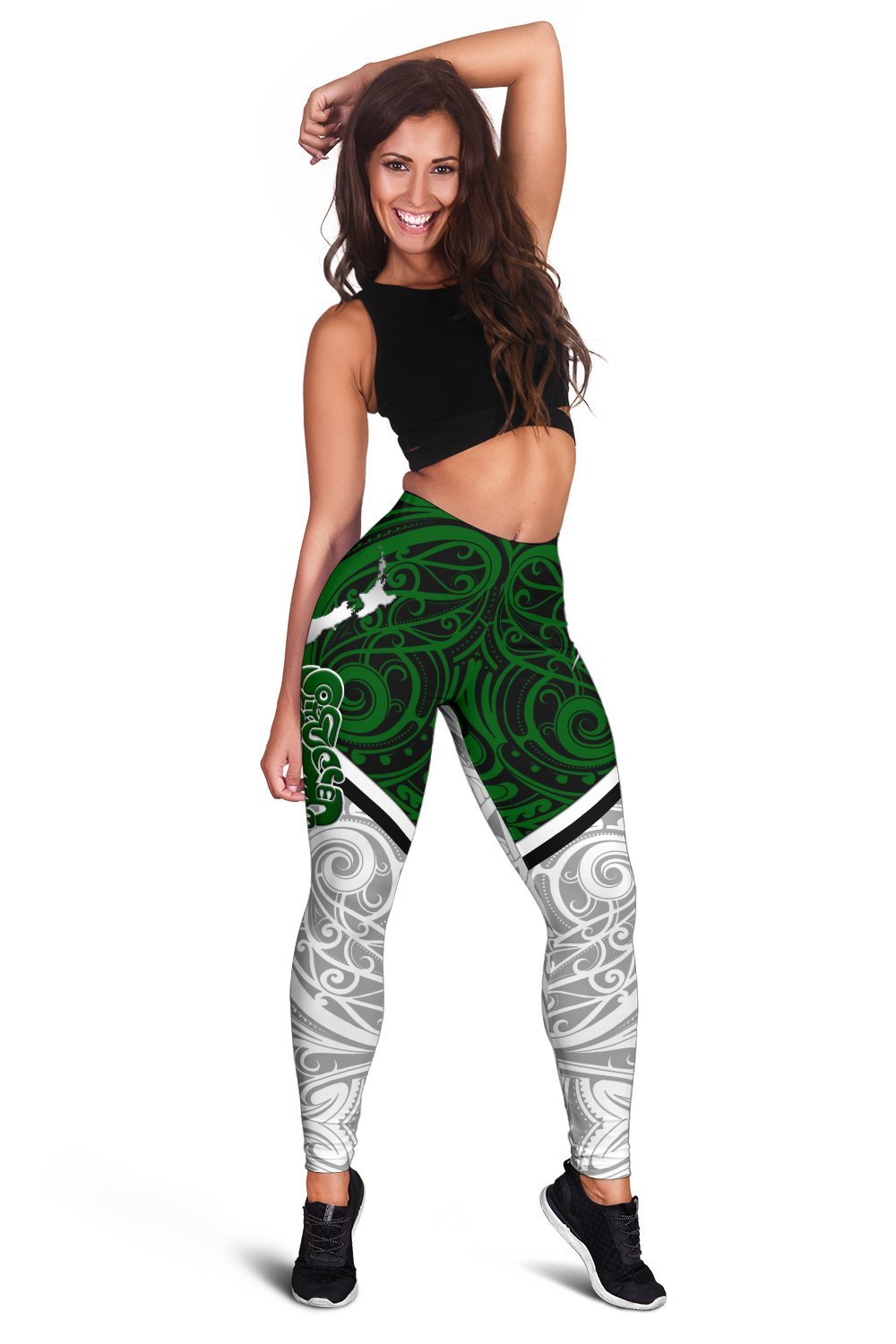 New Zealand Maori Rugby Women Leggings Pride Version - White - Polynesian Pride