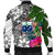 Samoa Men's Bomber Jacket White - Turtle Plumeria Banana Leaf - Polynesian Pride