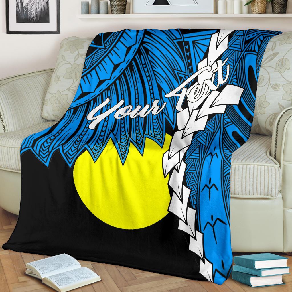 Palau Polynesian Custom Personalised Premium Blanket - Tribal Wave Tattoo Flag Style - Polynesian Pride