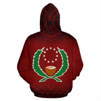 Pohnpei All Over Hoodie Red Fog Style - Polynesian Pride
