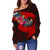 Samoa Women's Off Shoulder Sweats - Polynesian Hook And Hibiscus (Red) - Polynesian Pride