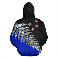 New Zealand Flag Hoodie, Maori Silver Fern Pullover Hoodie - Polynesian Pride