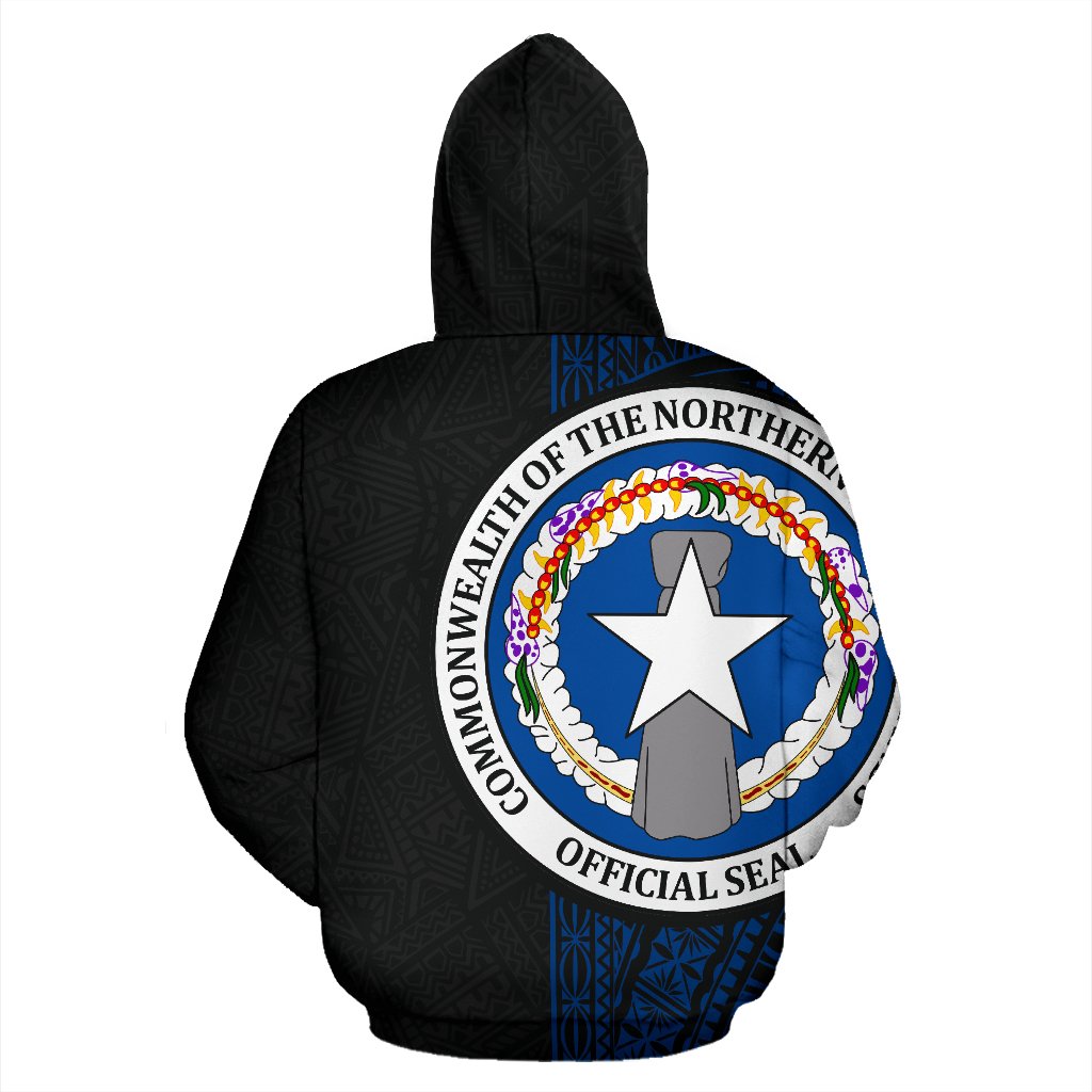 Northern Mariana Islands Polynesian All Over Zip up Hoodie Blue Line - Polynesian Pride